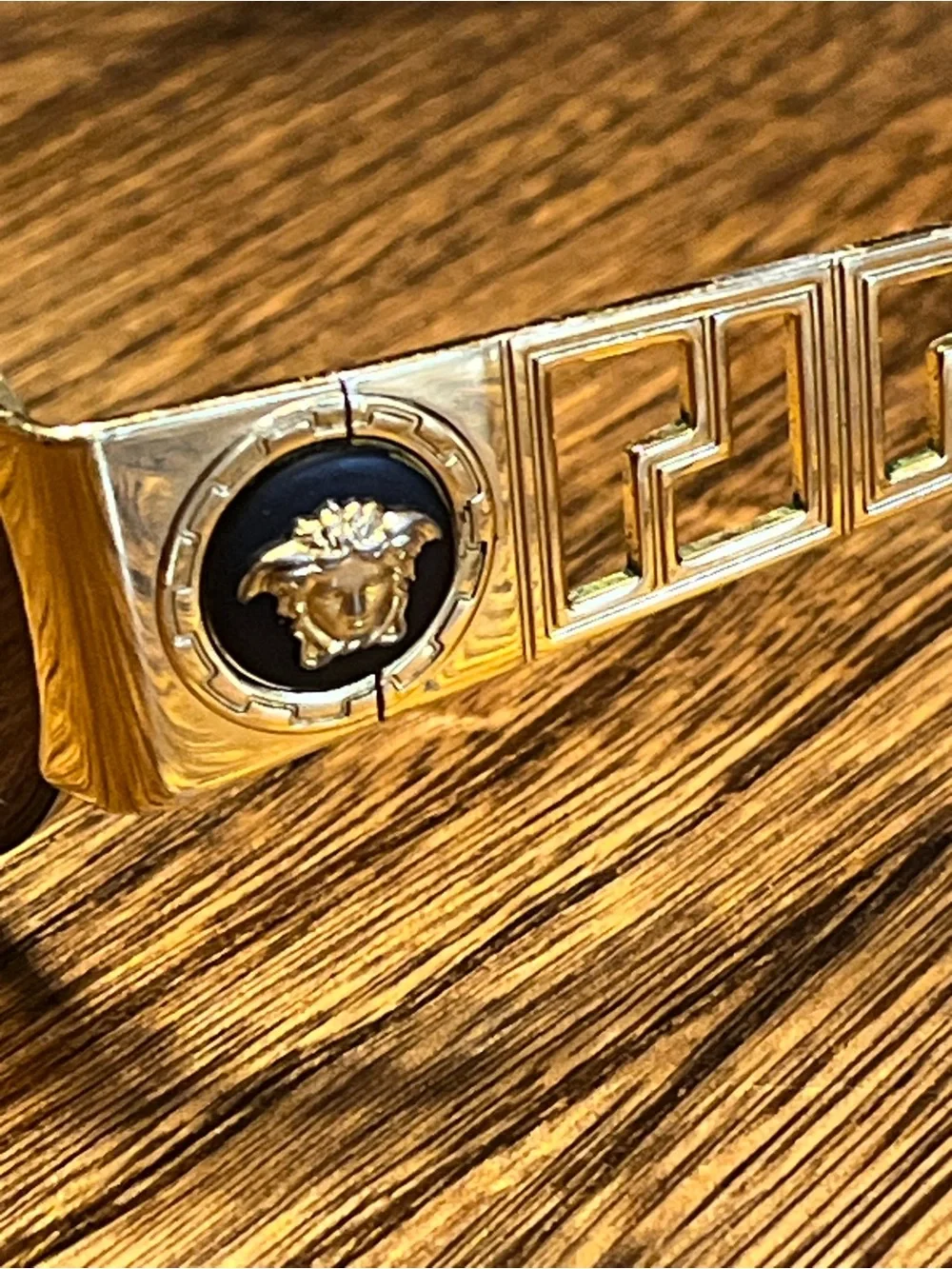 Gianni Versace Gold and Black Medusa Baroque Temple Sunglasses